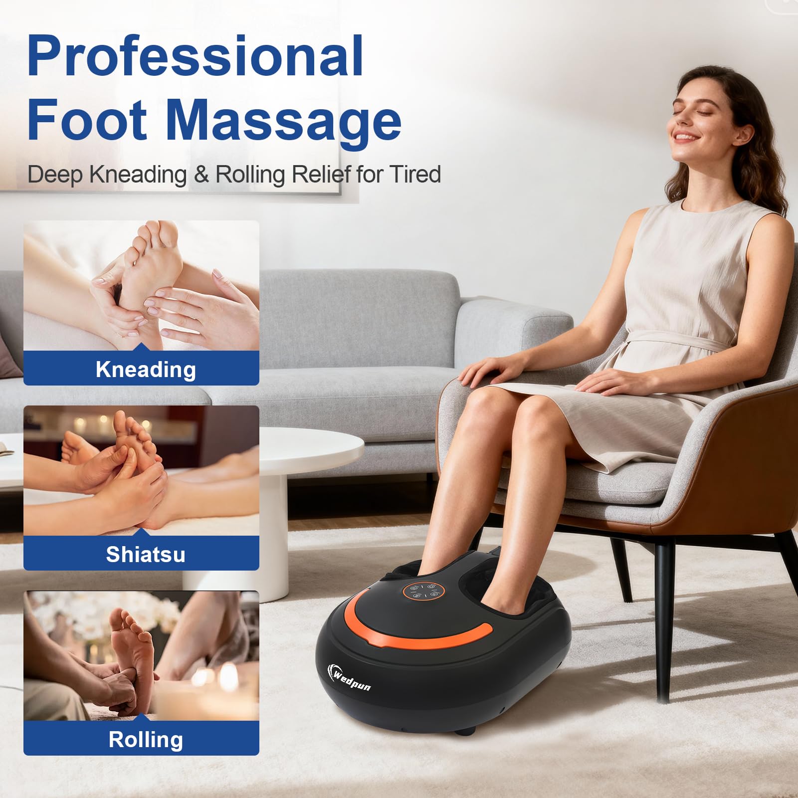 Wedpun Shiatsu Foot Massager focusing on heel massage for targeted relief