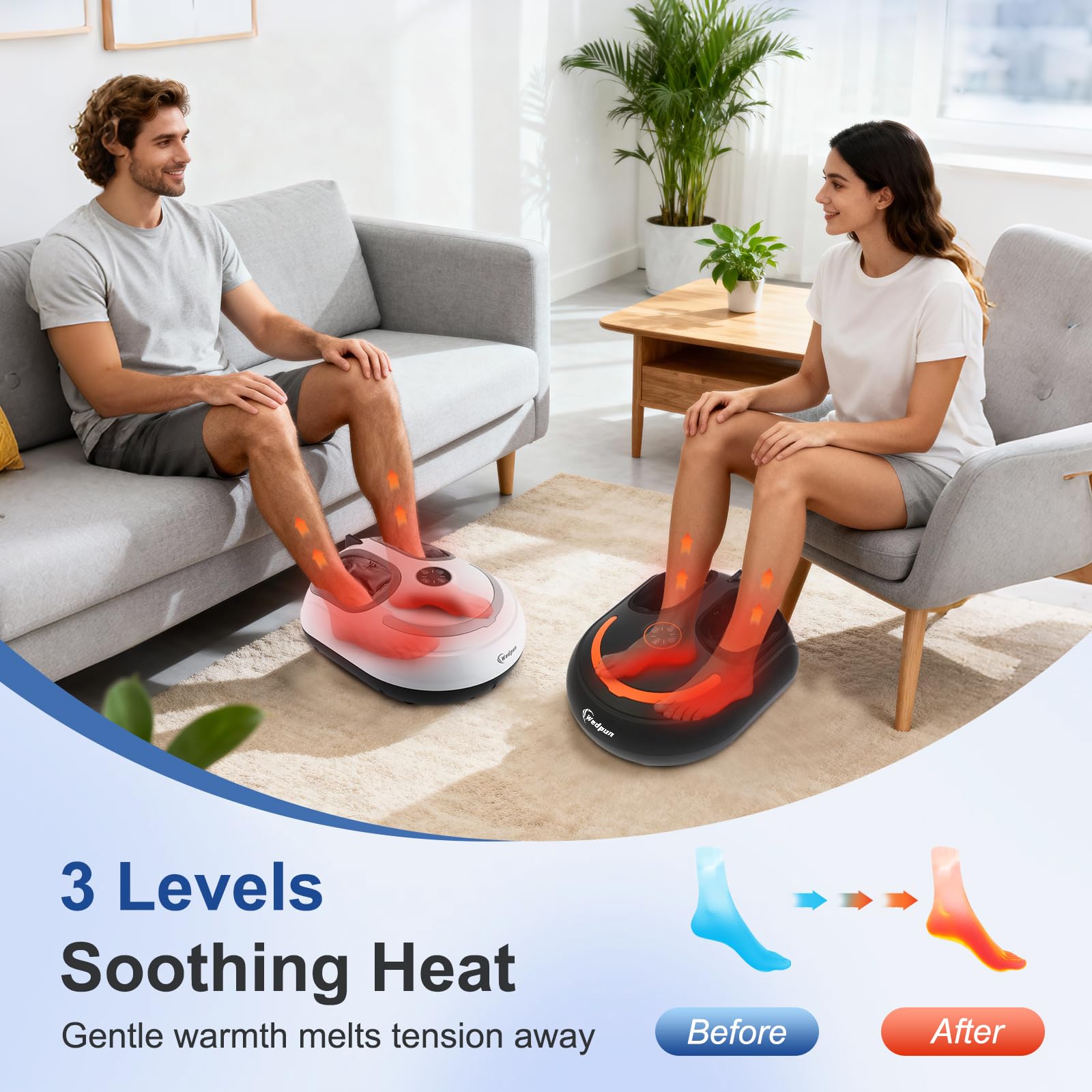 Wedpun Shiatsu Foot Massager remote control in use for convenient operation