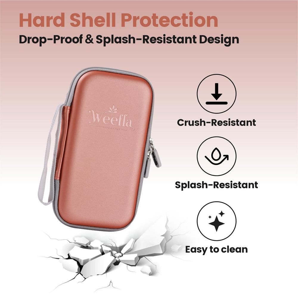 Weefla compact, travel-ready case fits in bags and backpacks.