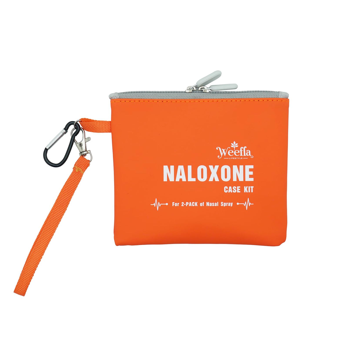 Weefla empty naloxone carry bag with compact travel design holds two sprays.