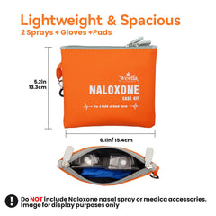 Weefla empty naloxone carry bag bright high-visibility orange for easy spotting.