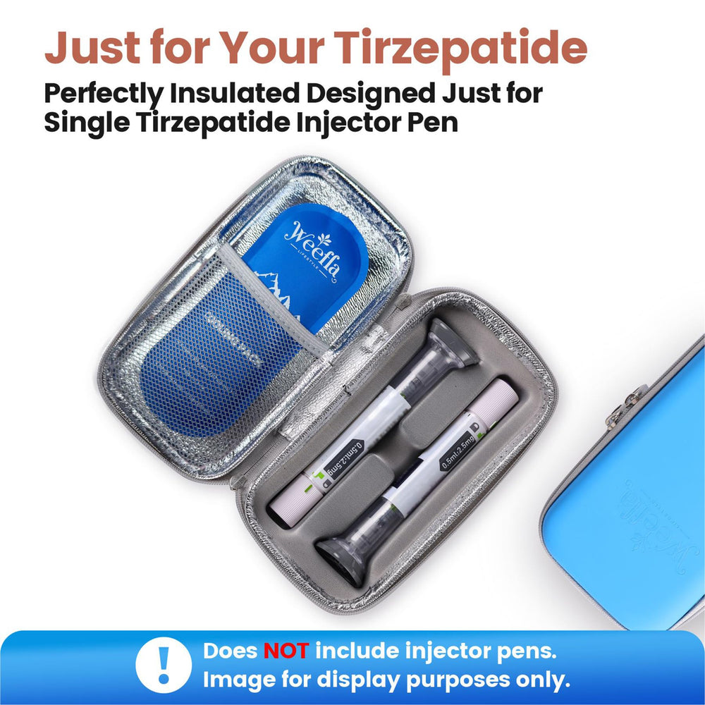 Weefla interior cradle keeps injector pens snug, preventing movement on the go.
