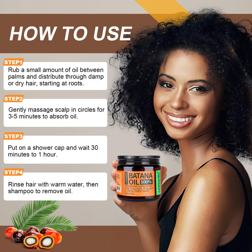 Hair growth before-after montage hints at potential thickness.