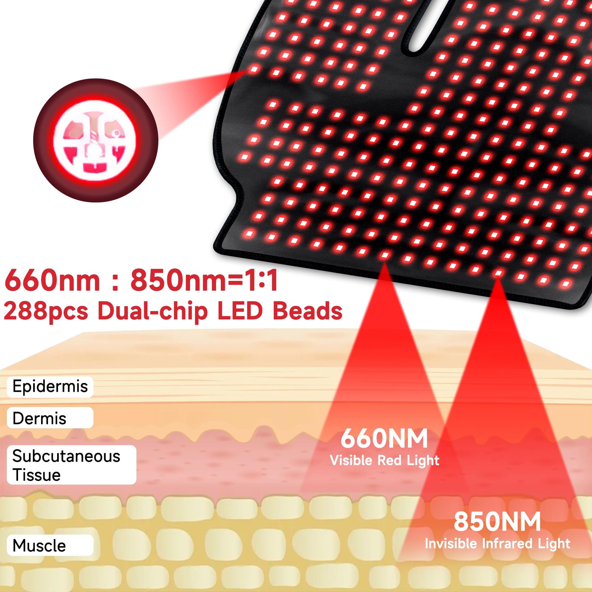 WEETALL 660nm red light mode activation for skin vitality and recovery.