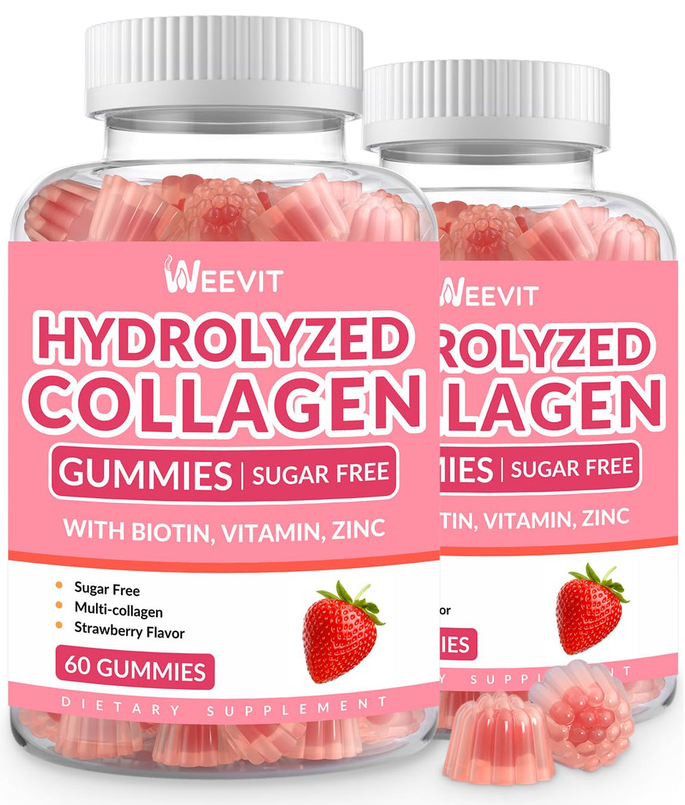 Weevit Sugar Free Collagen Gummies bottle for skin and nails support.