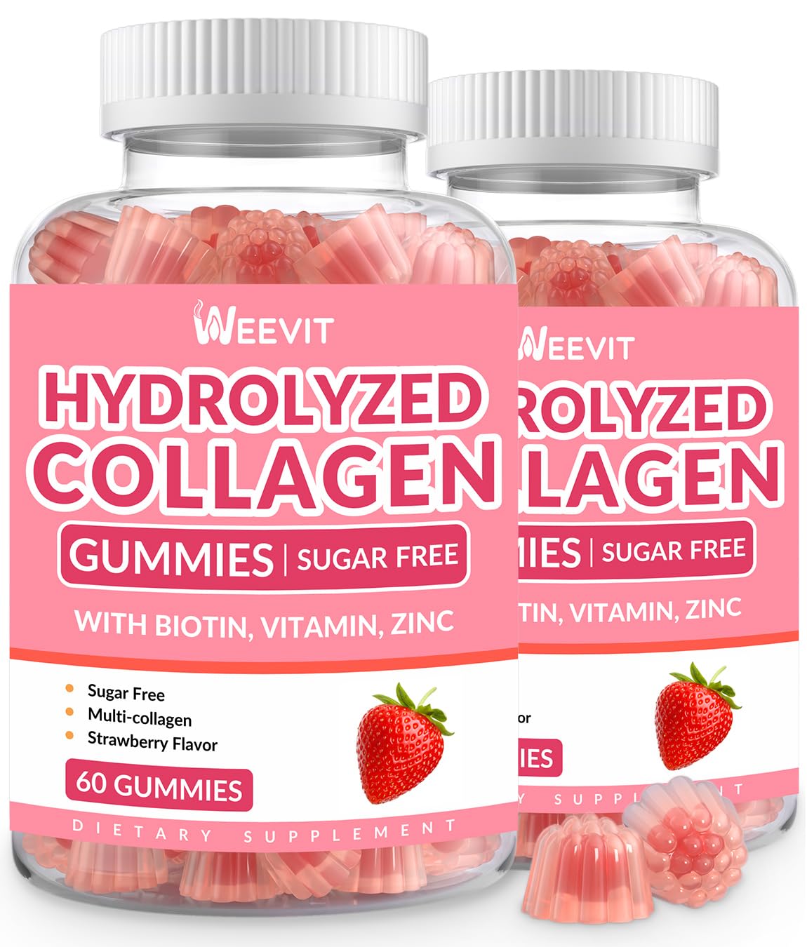 Weevit Sugar Free Collagen Gummies bottle for skin and nails support.