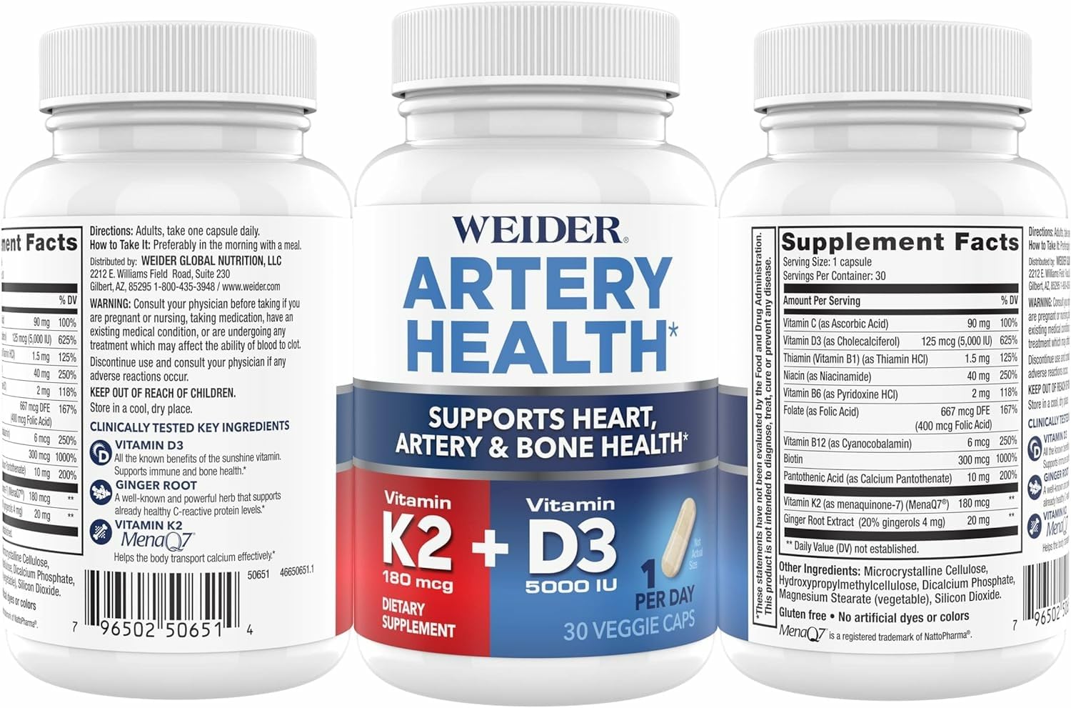 Weider Artery Health on a shelf beside vitamins for routine wellness