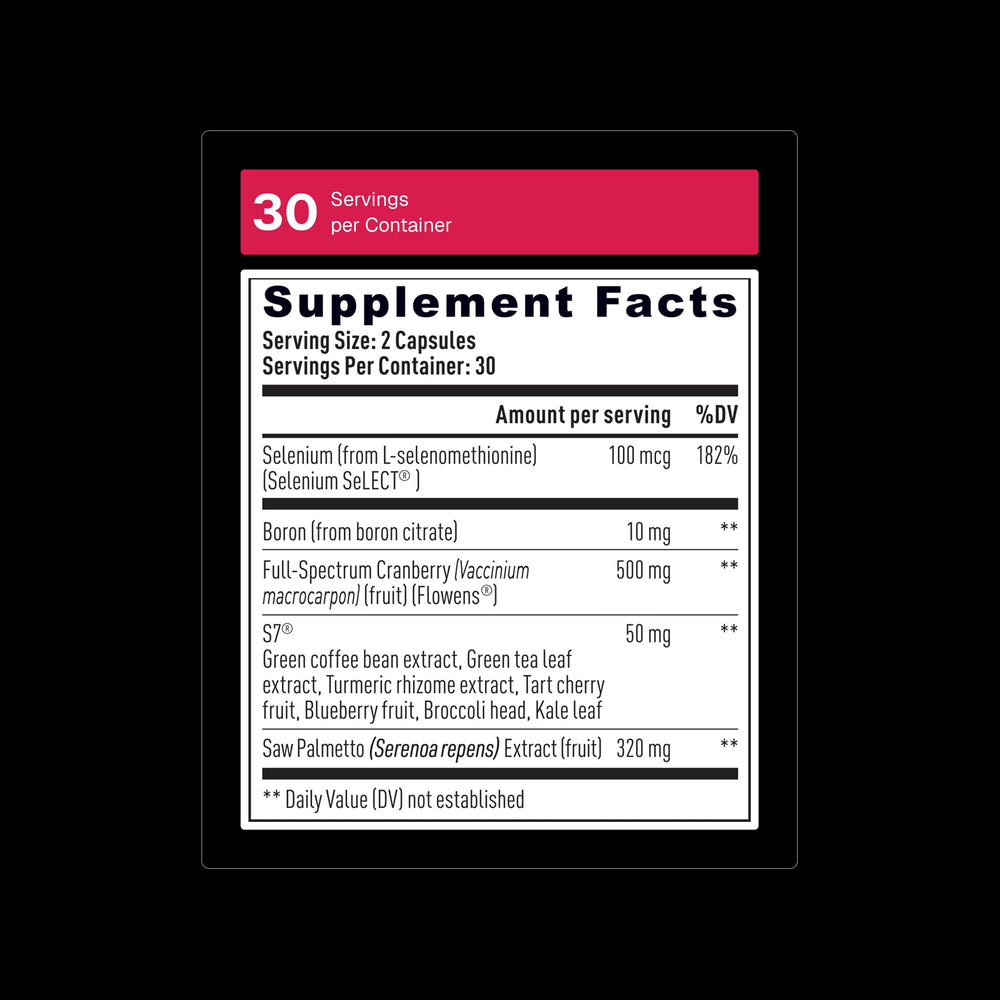 Weider Prime Prostate Health label close-up showing science-backed ingredients.