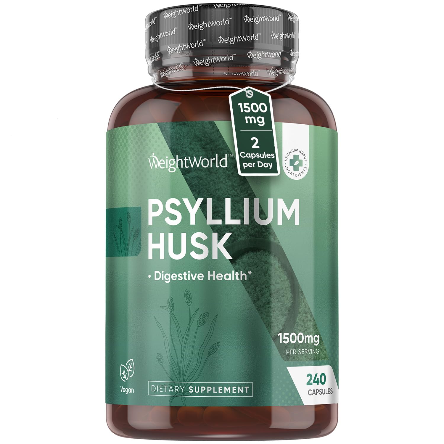 WeightWorld psyllium husk capsules bottle-front for daily fiber support