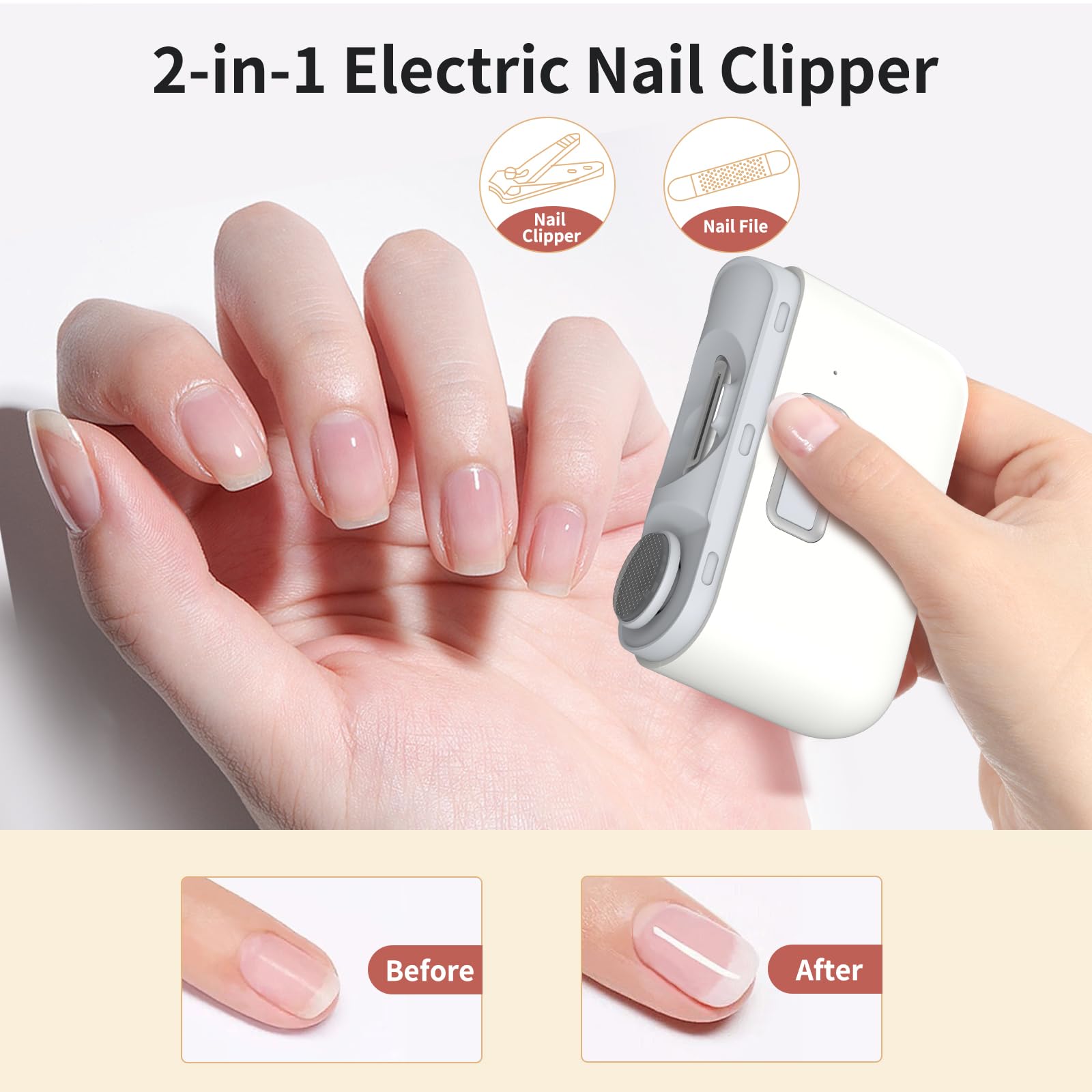 WEIHUINET USB-rechargeable nail tool for convenient grooming anywhere.