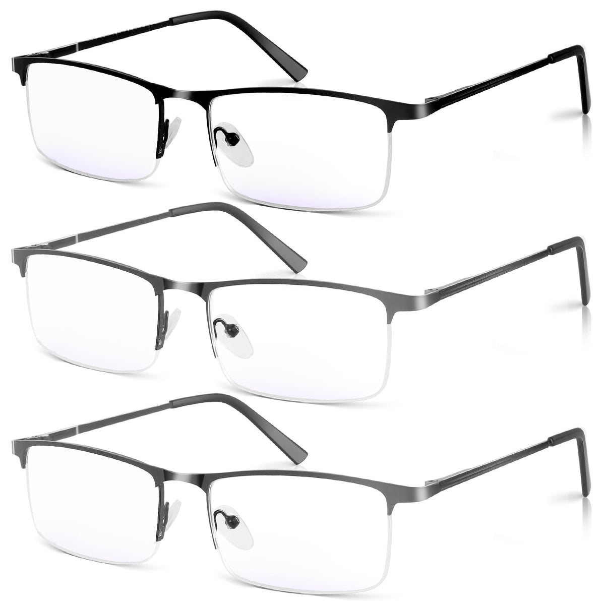 WEIMELTOY gray front view half-frame glasses for men reduce eye strain.