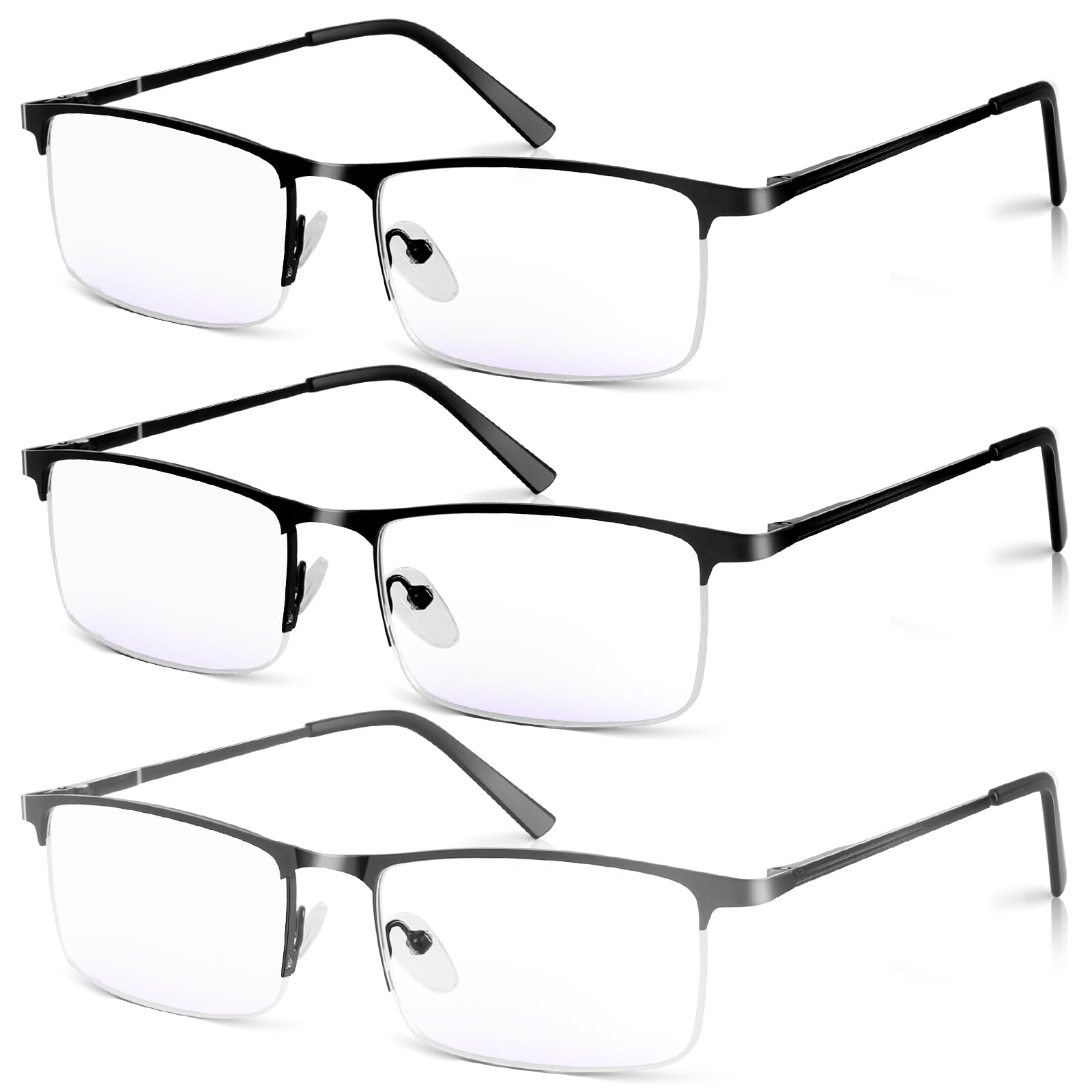 WEIMELTOY blue light reading glasses with black metal frame for screen use