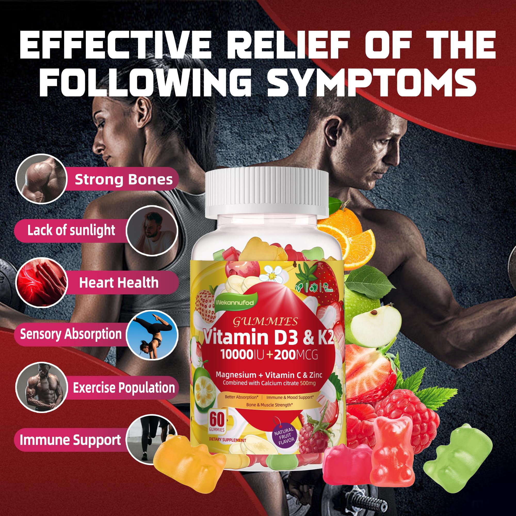 Wekannufod D3K2 gummies peach juice flavor aroma.