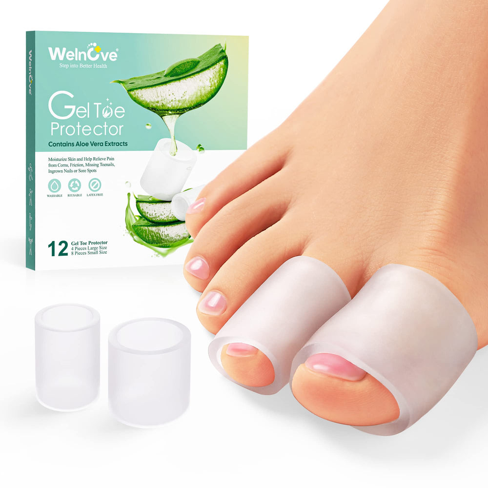 Protector de dedo Welnove con gel Aloe Vera en caja, comodidad para uso diario.