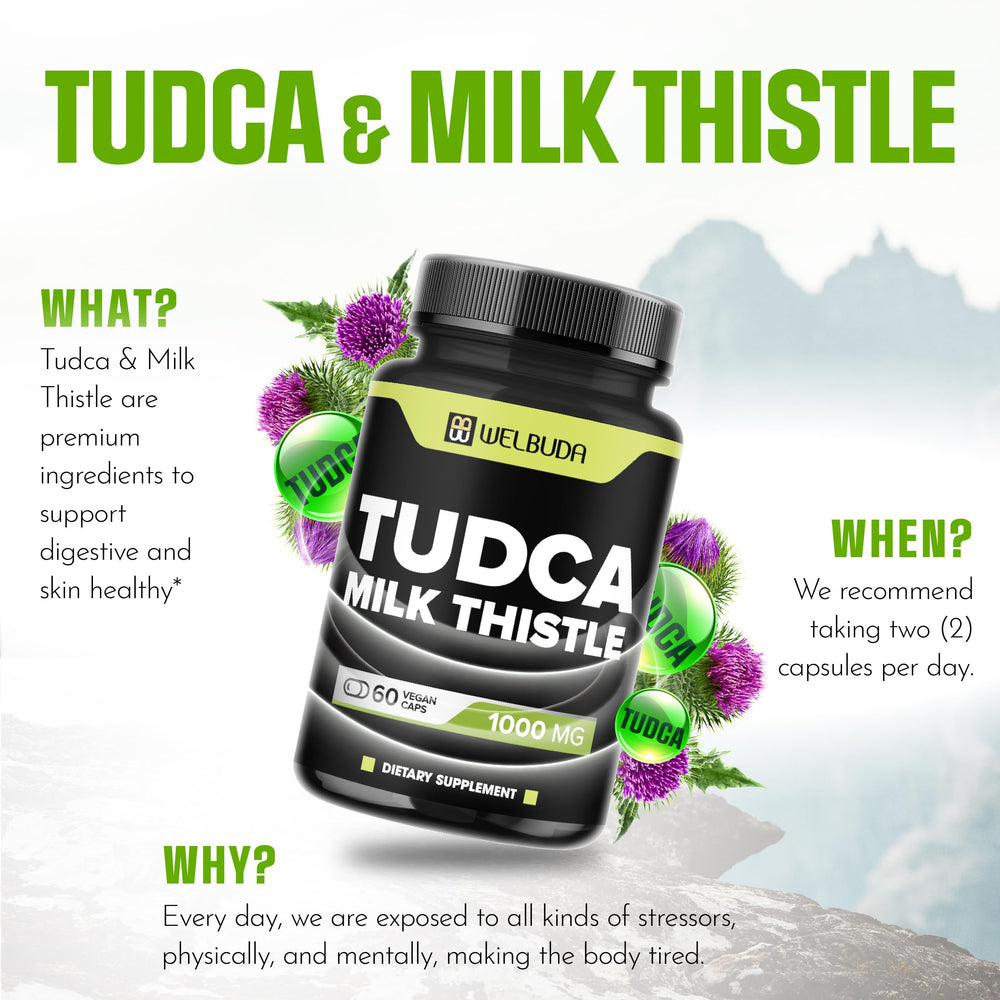 WELBUDA Tudca capsules in vegetarian packaging suitable for plant-based routines.