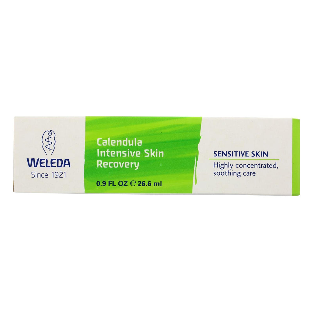 Weleda Calendula Intensive Skin Recovery ointment bottle for targeted redness relief.