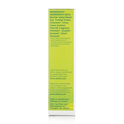 Weleda lemon essence close-up highlights refreshing notes from pressed lemons and oils.
