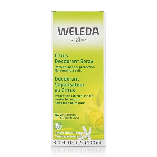 Weleda Citrus Deodorant pump spray delivers crisp lemon aroma for uplifting mornings.