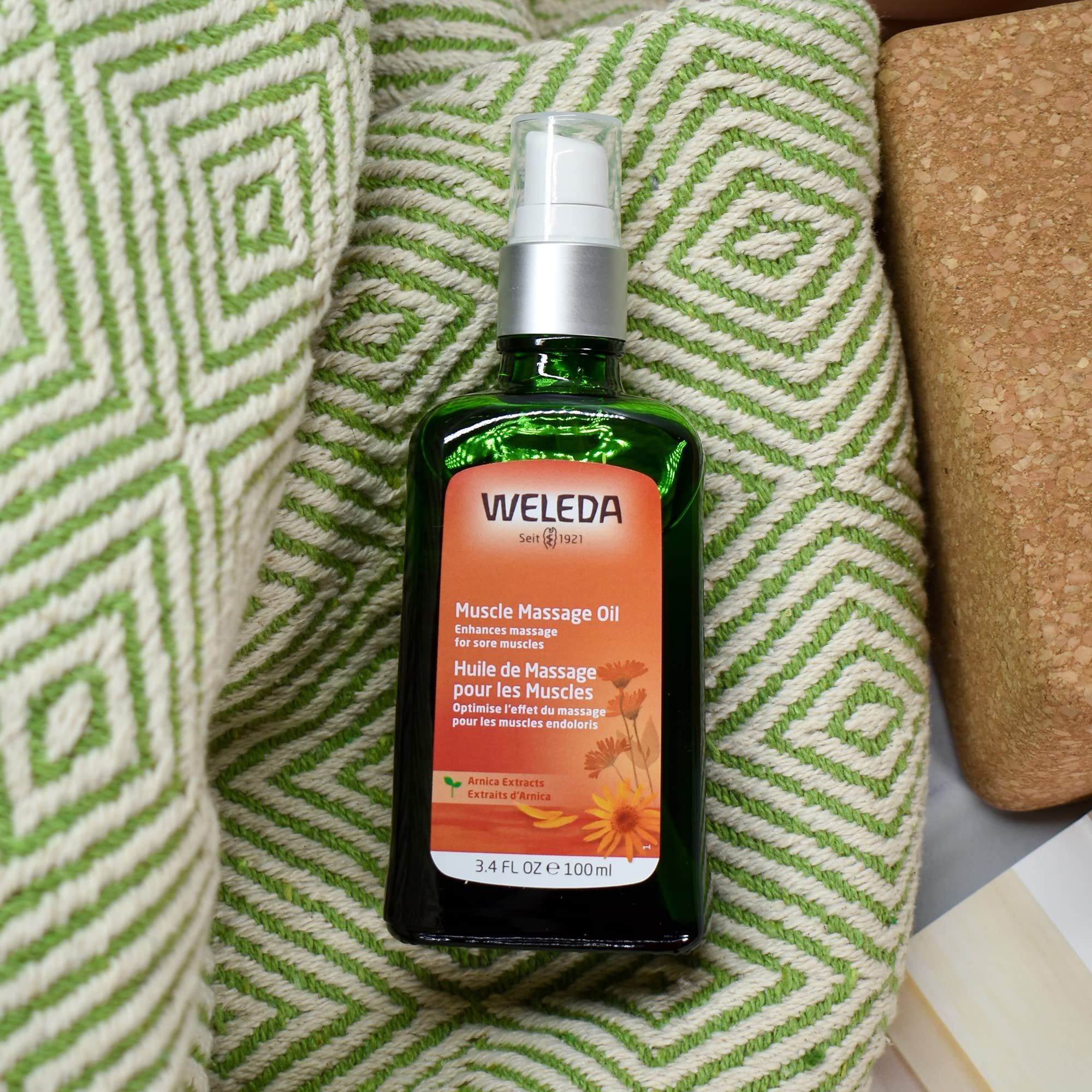 Product packaging showcases the premium Weleda line