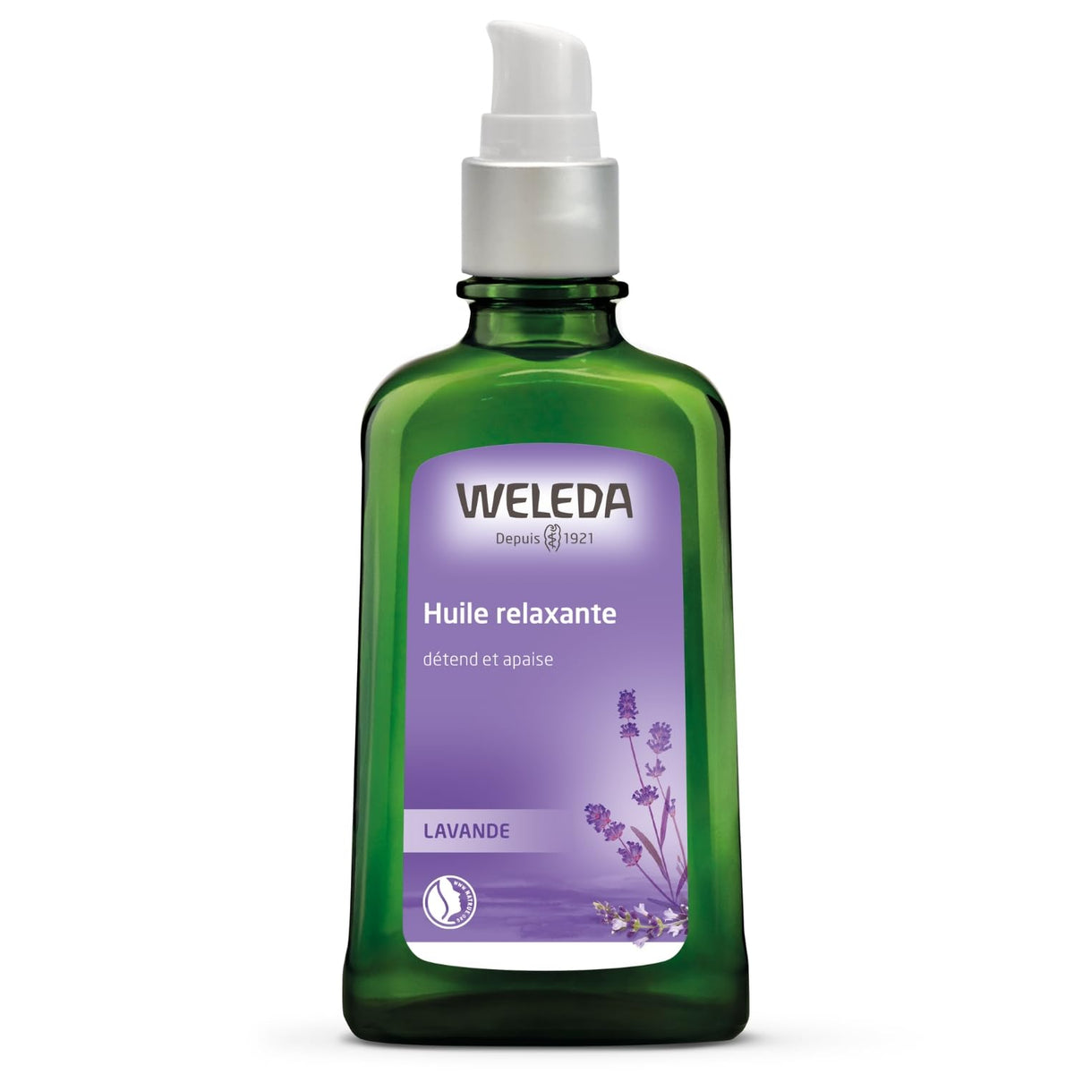 Weleda Relaxing Lavender Body Oil bottle ready for soothing skin care.