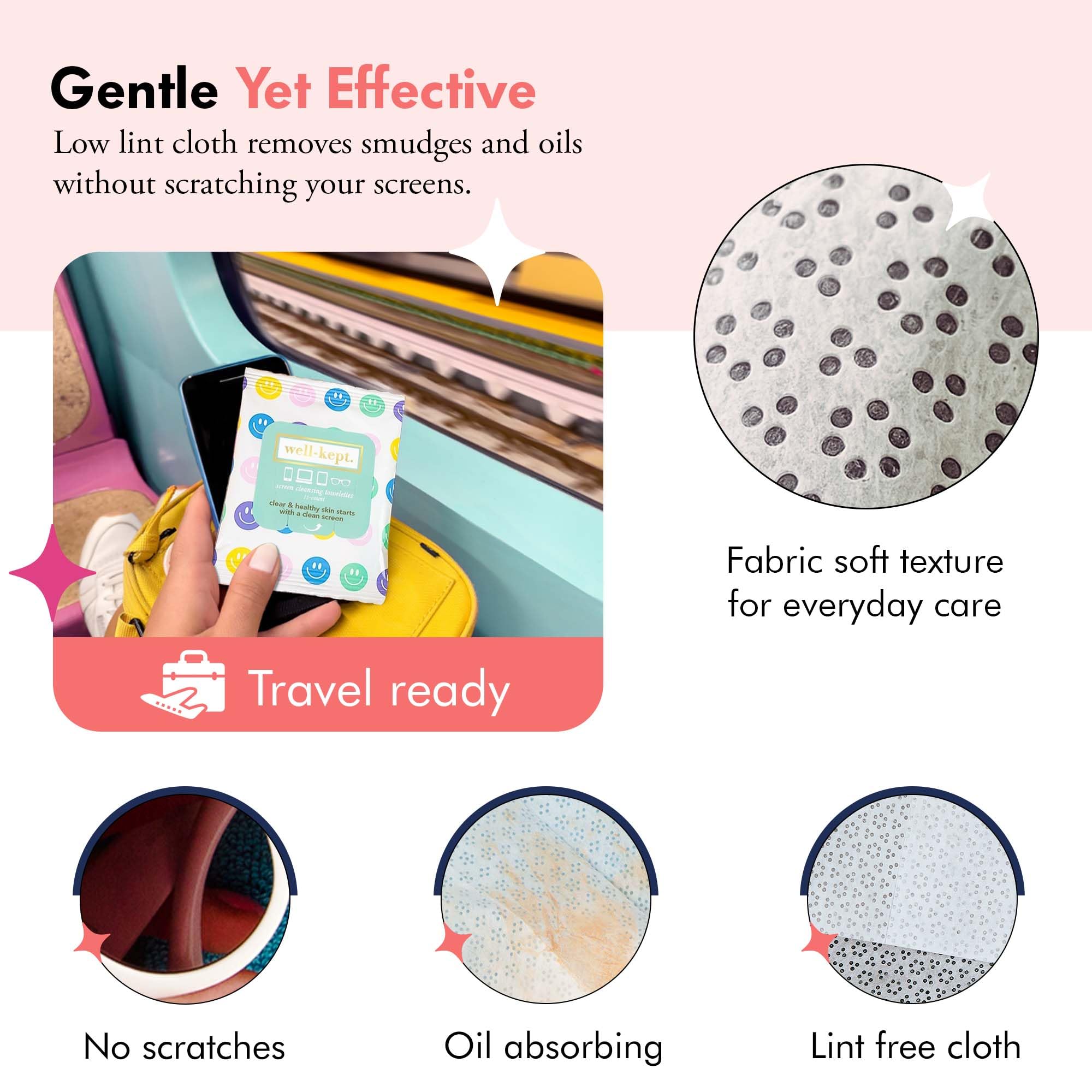 Well-Kept wipes' lint-free fabric protects lenses while removing smudges