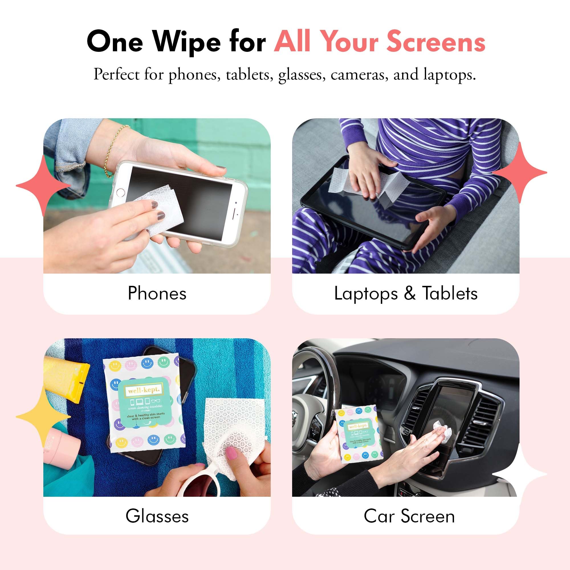 Travel-friendly pack tucked in bag for on-the-go cleaning