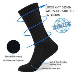 Close-up of the seamless toe on W WELL KNITTING diabetic socks in black XL