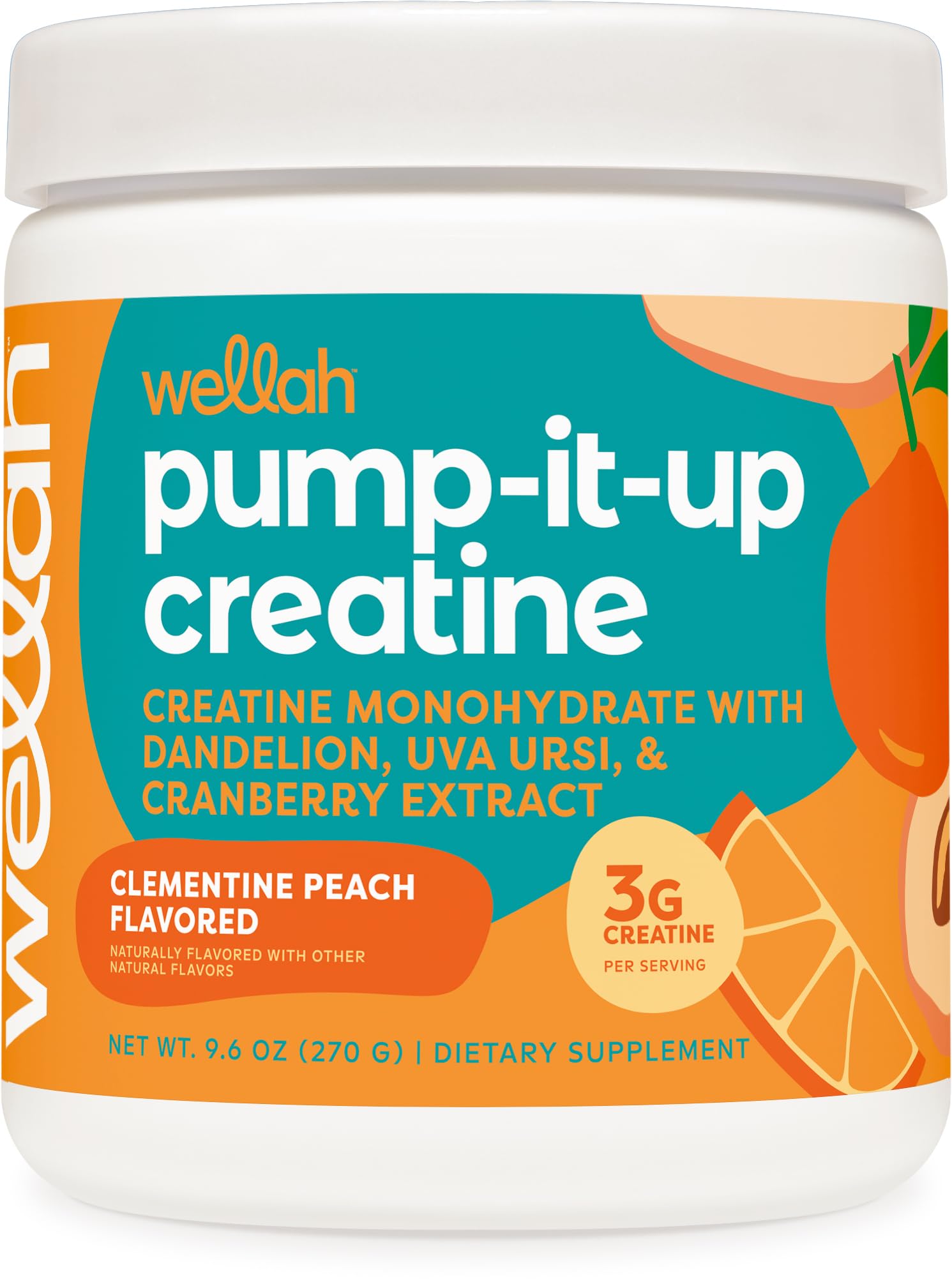 Wellah Creatine for Women Clementine Peach tub ready to mix for workouts