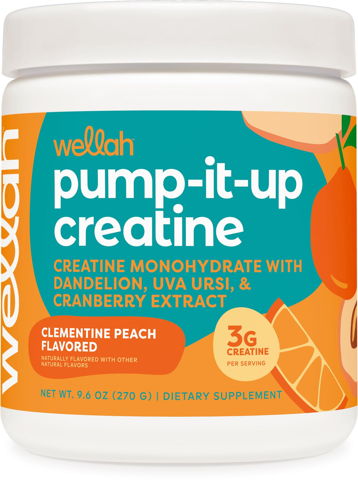Wellah Creatine for Women Clementine Peach tub ready to mix for workouts