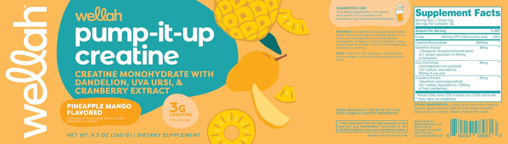 Wellah Creatine for Women packaging box with 50 servings and GMP-tested badge