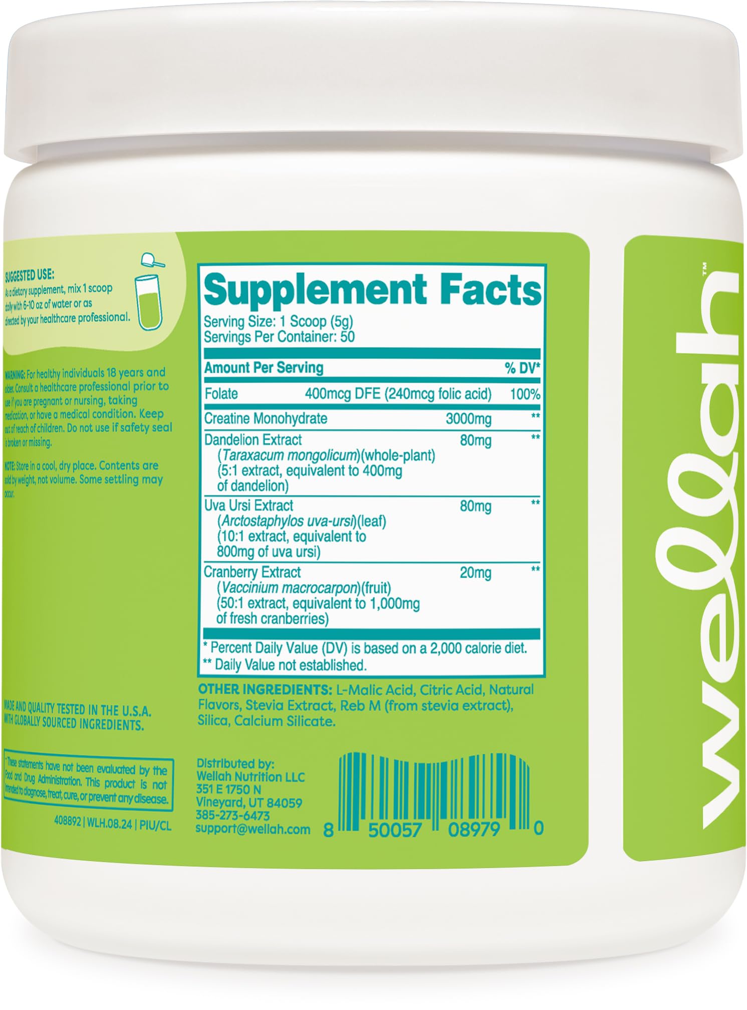 Wellah Creatine for Women serving glass showing coconut lime flavor ready to drink