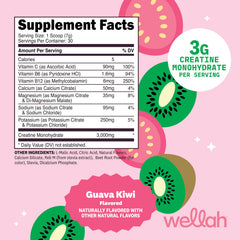 Wellah Creatine + Hydration Powder in glass with tropical Guava Kiwi flavor for hydration