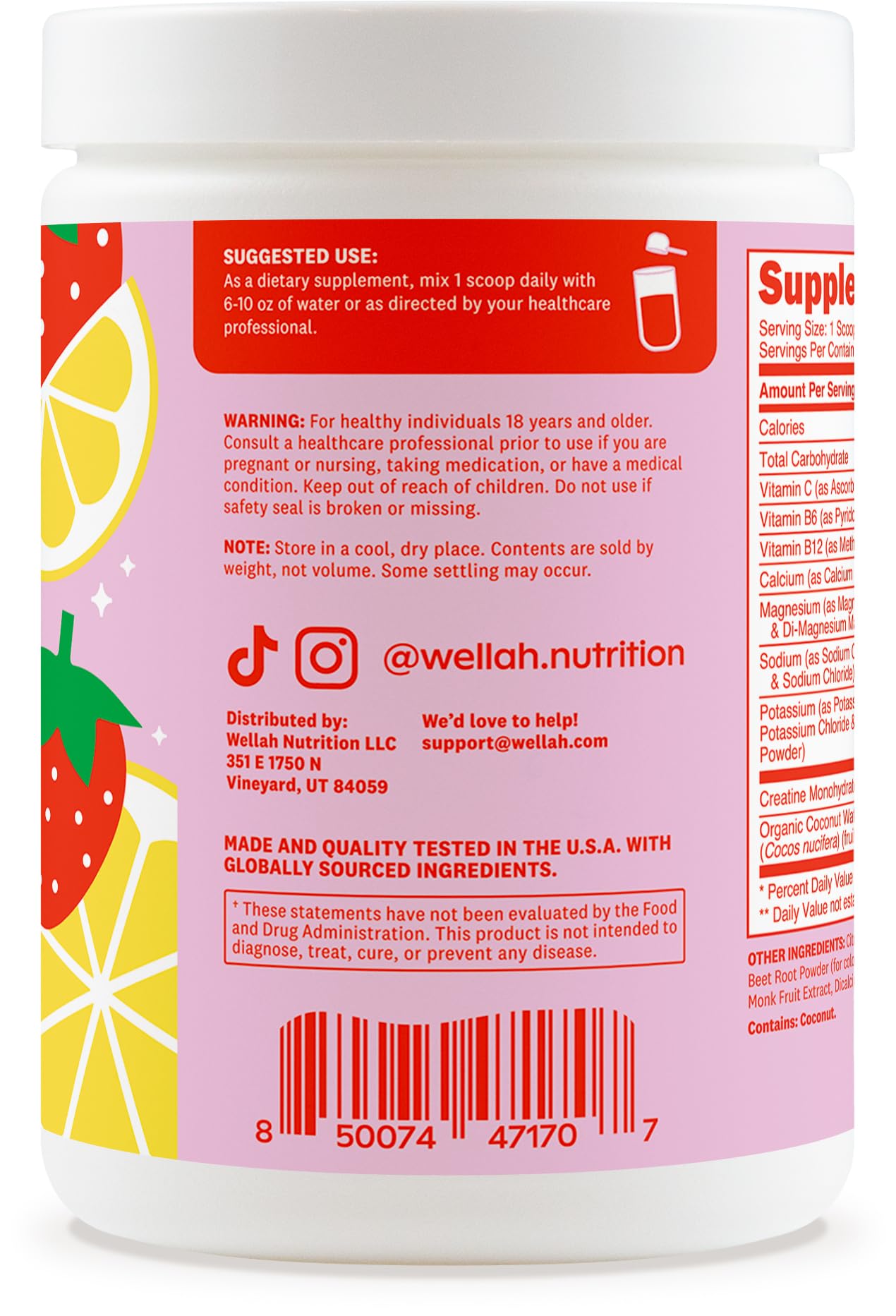 Wellah Creatine + Hydration mix dissolving in water into a fruity shake.