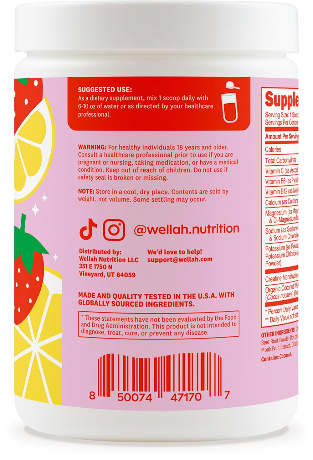 Wellah Creatine + Hydration mix dissolving in water into a fruity shake.