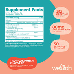 Wellah Creatine powder with dandelion and cranberry blend in scoop