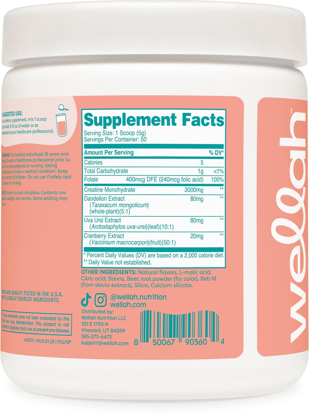 Wellah Creatine for Women NSF GMP certification label on packaging ensures quality.