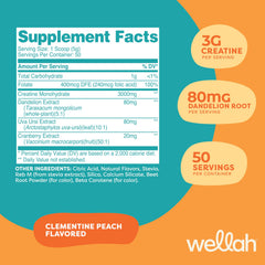 Wellah Creatine for Women scoop shows 3 g per serving for daily supplementation