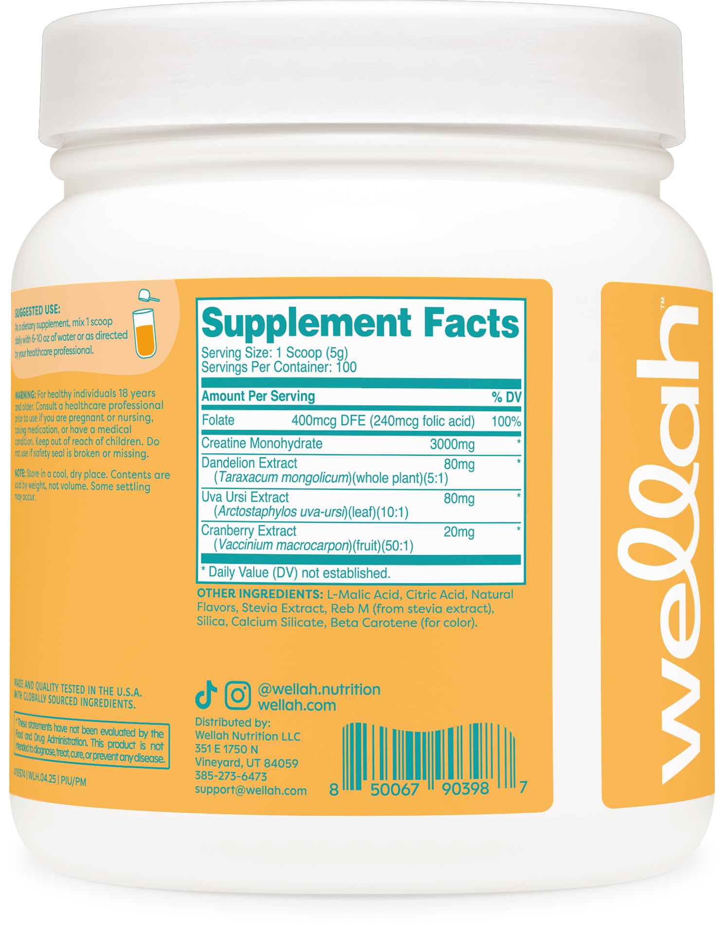 Wellah Creatine for Women third-party testing seal emphasizing safety and quality.