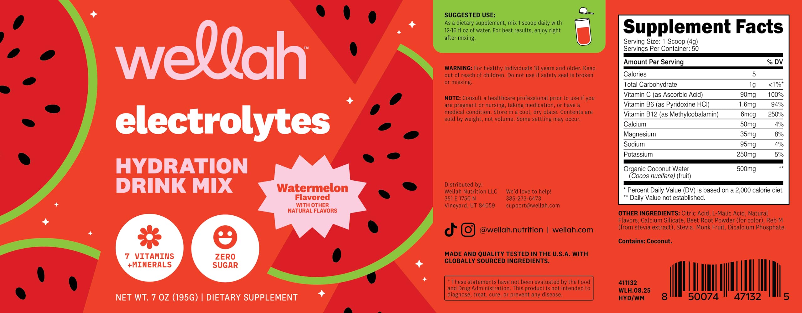 Wellah Electrolytes Watermelon setup for active hydration during workouts