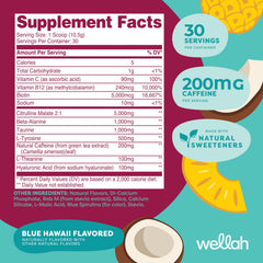 Wellah Get-Going Blue Hawaii drink pour showing a quick, energizing mix.