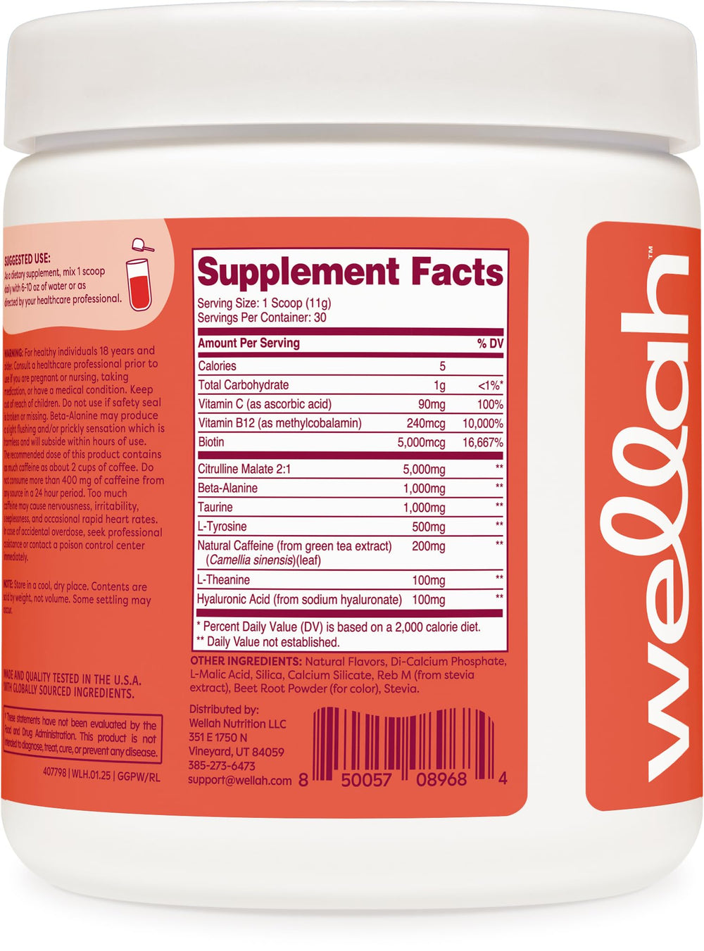 Wellah Get-Going fruit punch color and aroma in a glass after mixing.