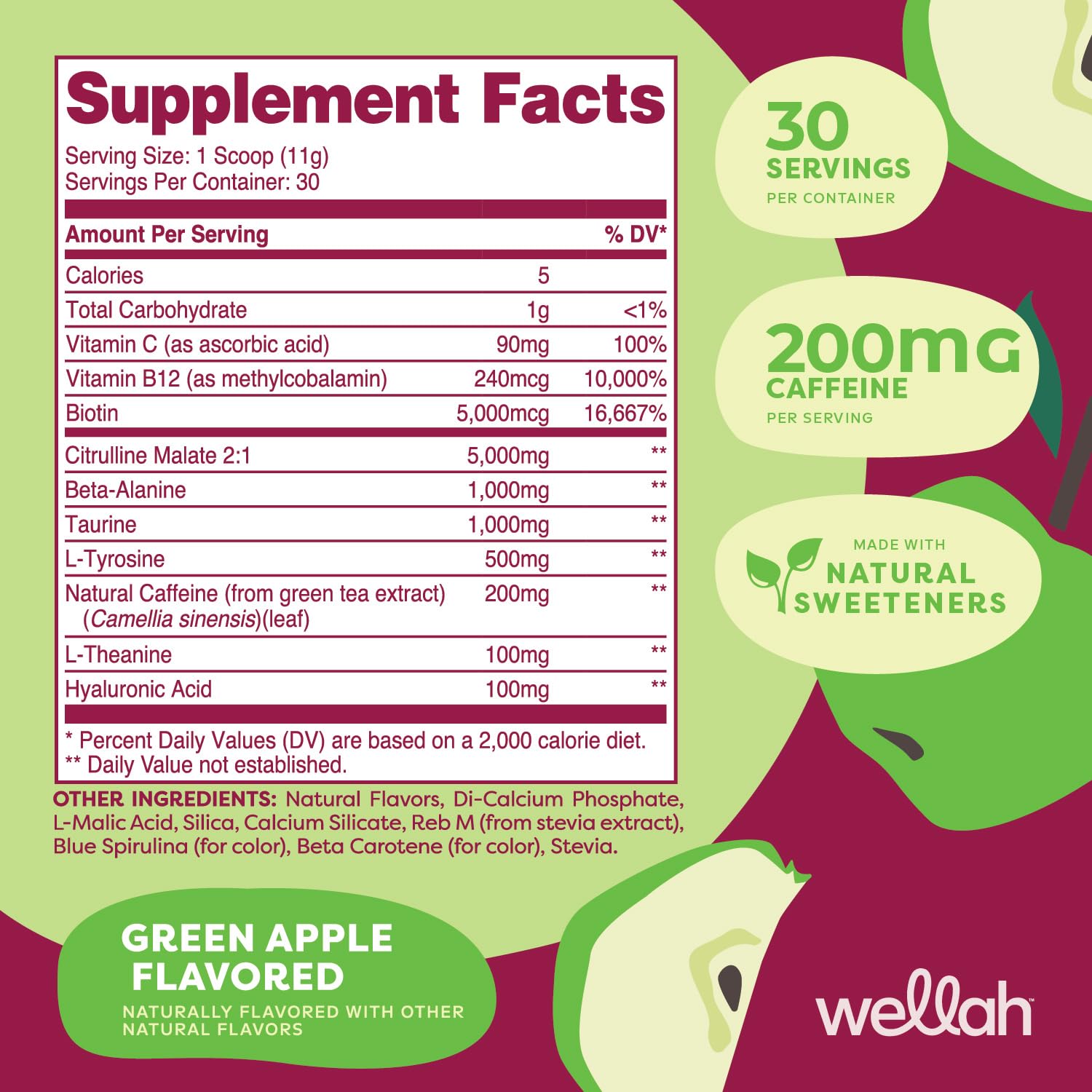Wellah Get-Going Green Apple being poured into a glass for pre-workout use.