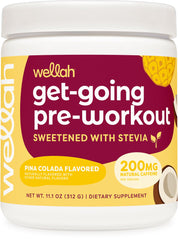 Wellah Get-Going Pina Colada bottle for convenient pre-workout energy.