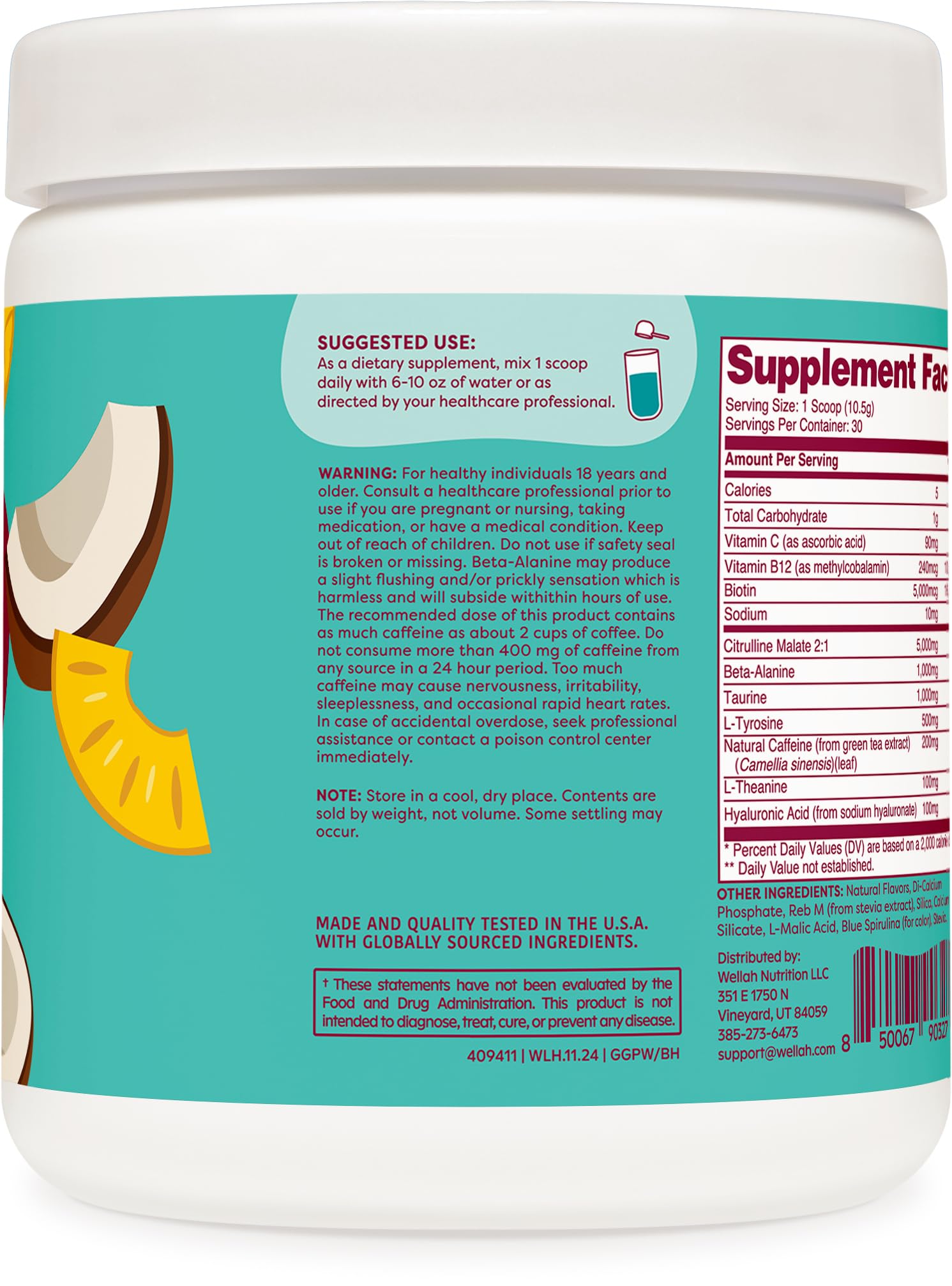 Wellah Get-Going scoop demonstrates easy-to-mix powder for fast energy.