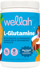 Wellah L-Glutamine Blue Hawaii powder jar for daily wellness routine