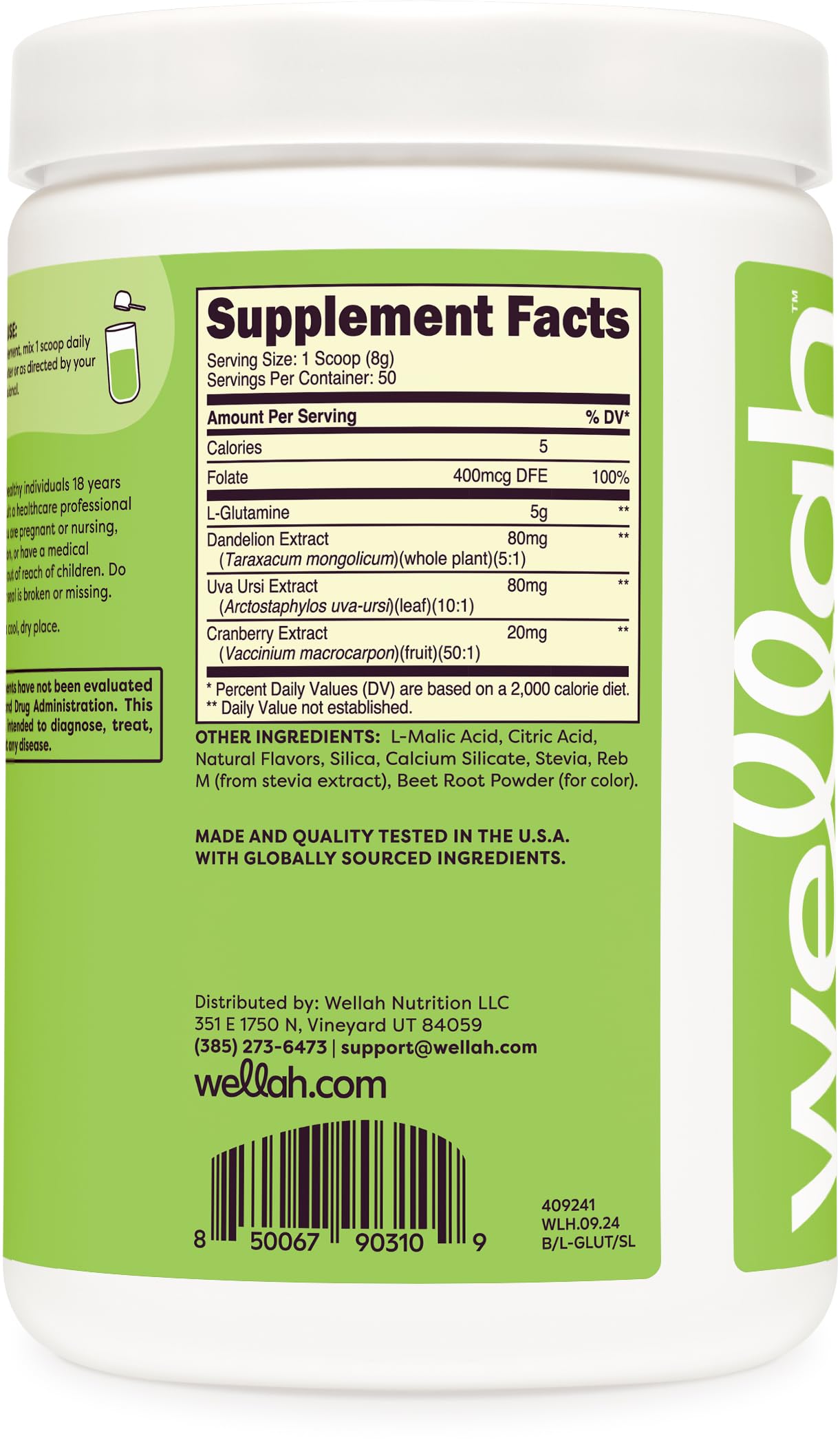 Wellah L-Glutamine powder dissolving easily in water