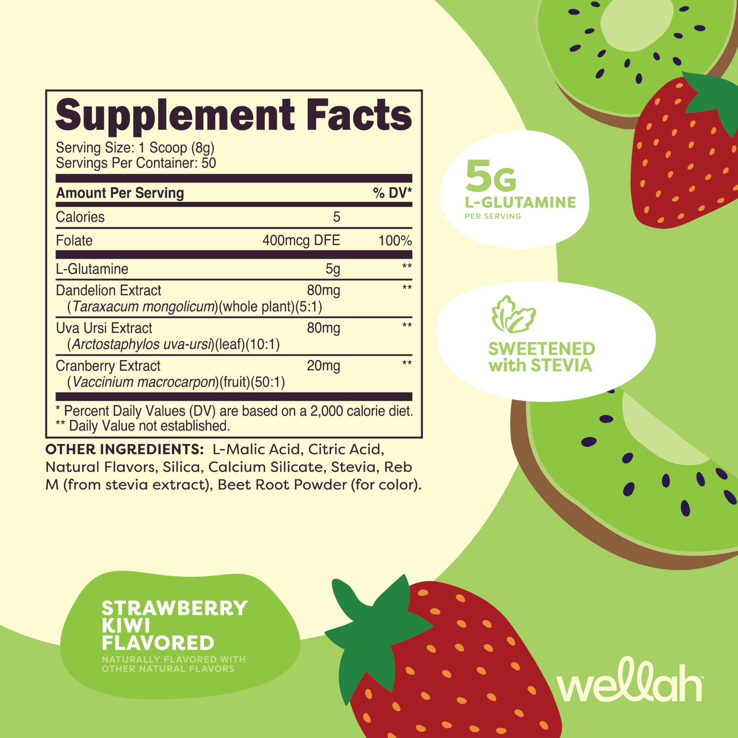 Wellah L-Glutamine powder with scoop ready to mix