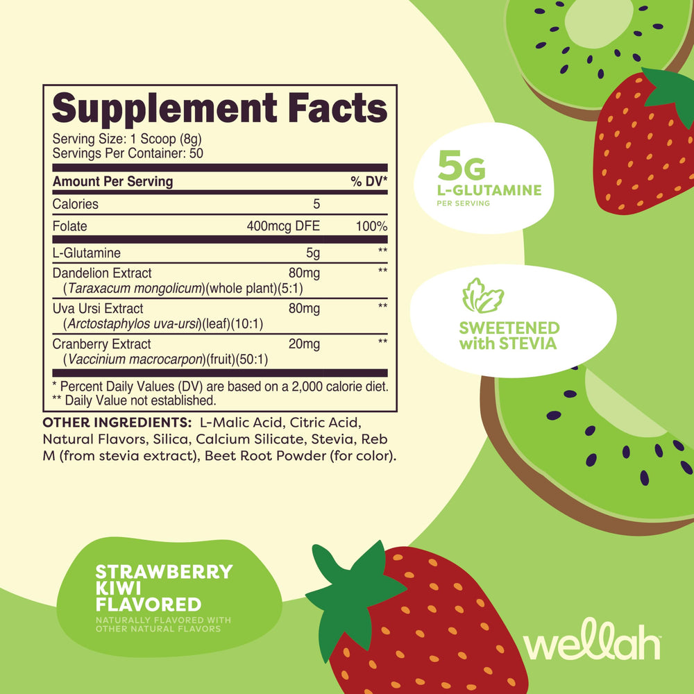 Wellah L-Glutamine powder with scoop ready to mix