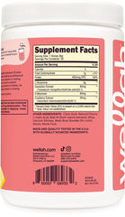 Wellah L-Glutamine powder close-up emphasizes stevia-sweetened flavor.