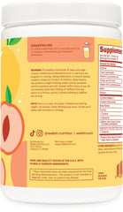 Wellah pre-workout peach mango shaker showing powder blend for smooth, flavorful preparation.
